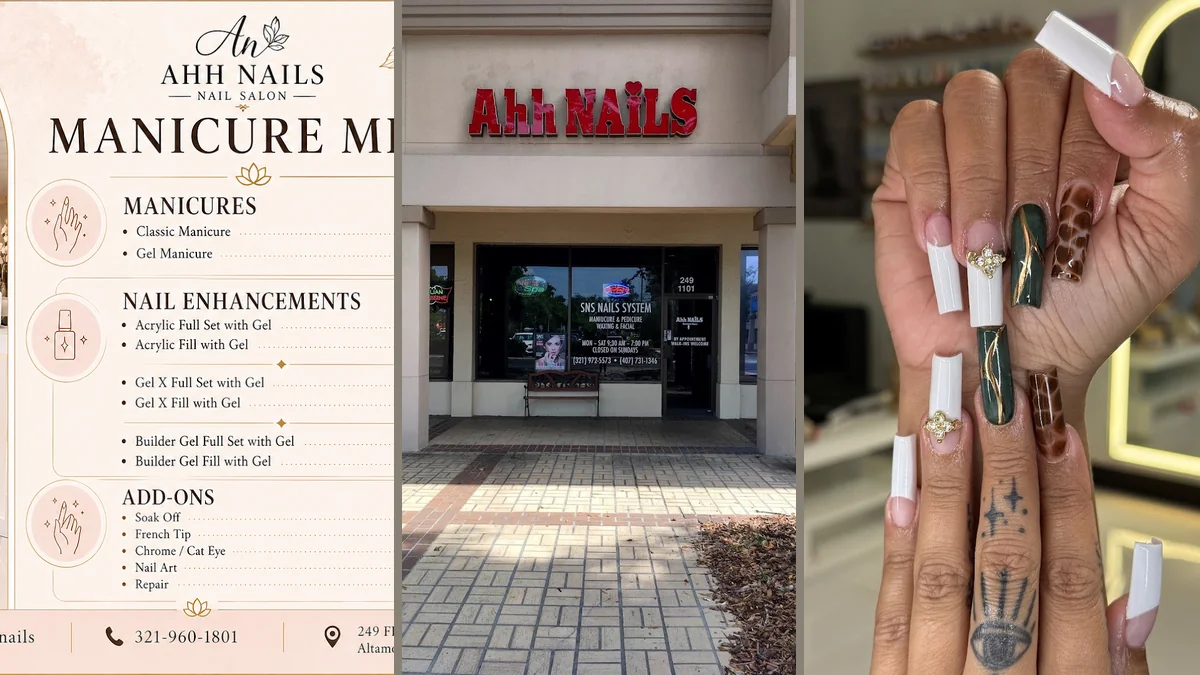 Neatly finished manicure with glossy polish.